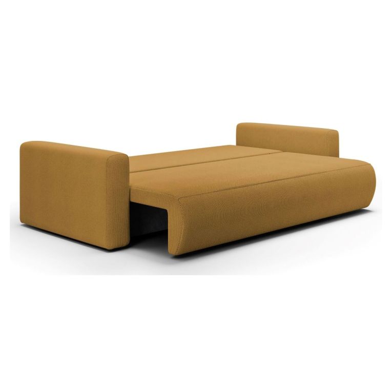 Divano Letto 2 Posti Giallo Contenitore di Apertura a Libro 240x105 cm, Reclinabile - Erbezzo