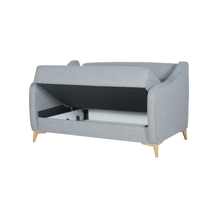 Divano Letto 2 Posti Grigio Chiaro Contenitore 142x90 cm, Lavabile - Propata