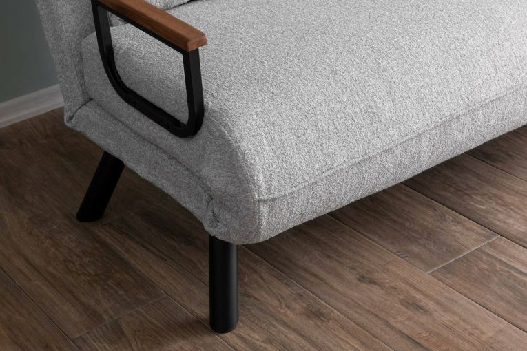 Divano Letto 2 Posti Grigio Chiaro Contenitore Reclinabile 133x78 cm, Braccioli - Calvin