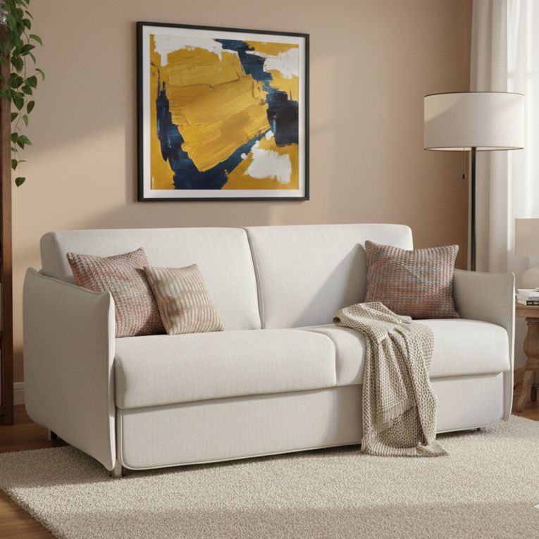 Divano Letto 2 Posti Grigio Chiaro Sfoderabile Contenitore 180x95 cm, di Apertura a Ribalta Made in Italy - Trovo