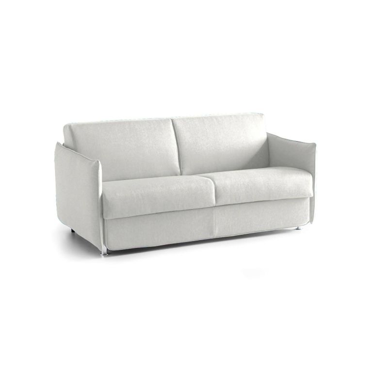 Divano Letto 2 Posti Grigio Chiaro Sfoderabile Contenitore 180x95 cm, di Apertura a Ribalta Made in Italy - Trovo