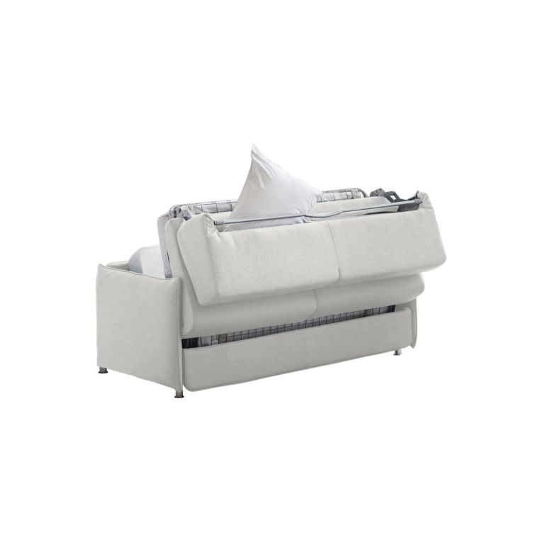 Divano Letto 2 Posti Grigio Chiaro Sfoderabile Contenitore 180x95 cm, di Apertura a Ribalta Made in Italy - Trovo