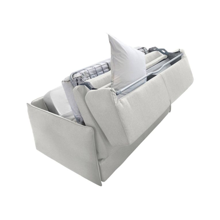 Divano Letto 2 Posti Grigio Chiaro Sfoderabile Contenitore 180x95 cm, di Apertura a Ribalta Made in Italy - Trovo