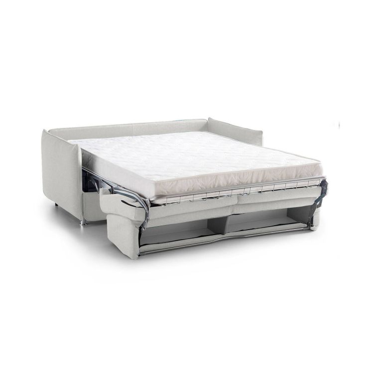 Divano Letto 2 Posti Grigio Chiaro Sfoderabile Contenitore 180x95 cm, di Apertura a Ribalta Made in Italy - Trovo