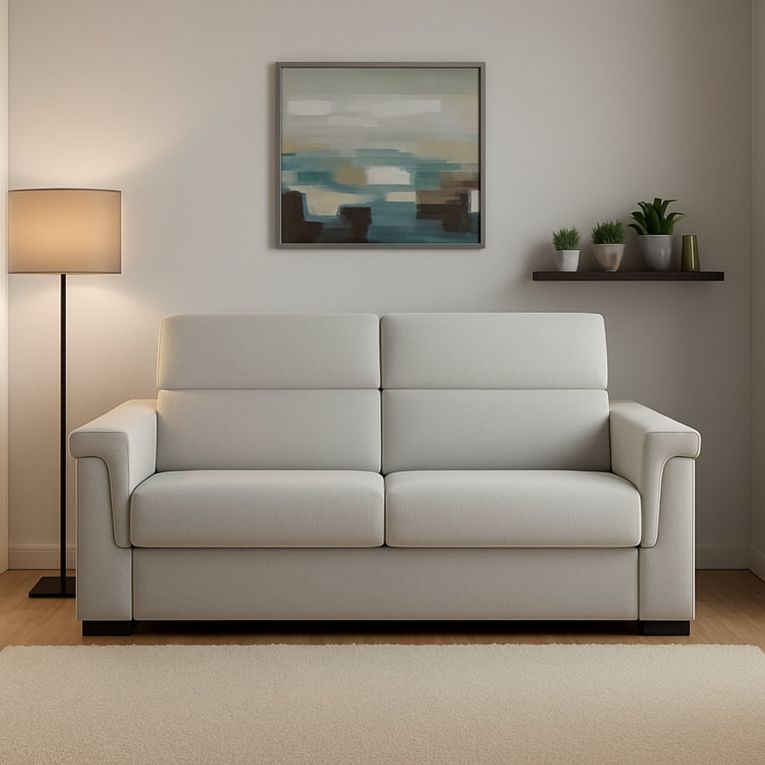 Divano Letto 2 Posti Grigio Chiaro Sfoderabile Contenitore 185x95 cm, di Apertura a Ribalta Made in Italy - Rigolato