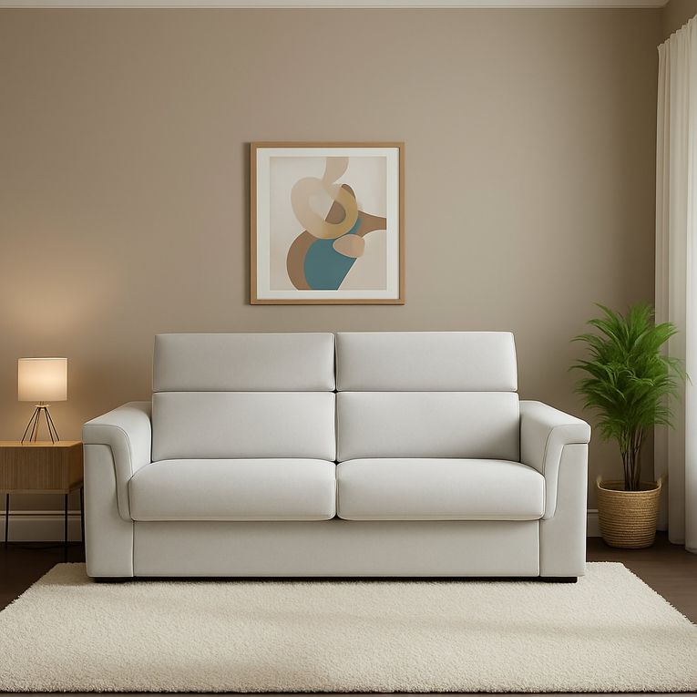 Divano Letto 2 Posti Grigio Chiaro Sfoderabile Contenitore 205x95 cm, Lavabile Made in Italy - Biscossi