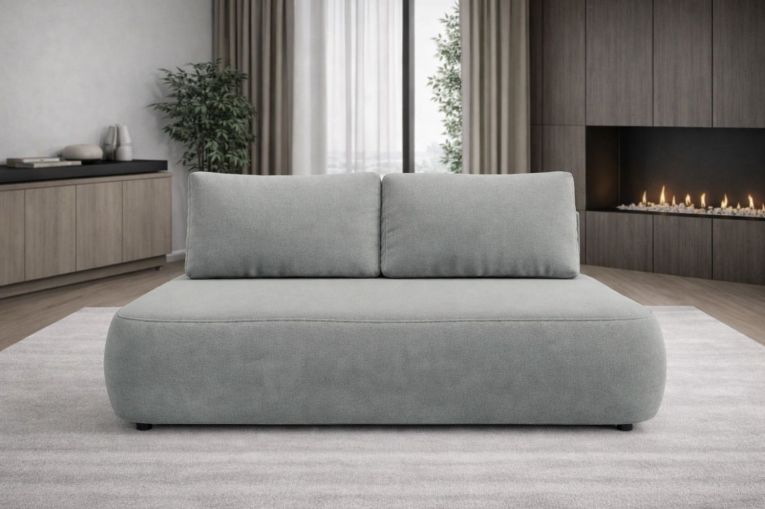 Divano Letto 2 Posti Grigio Contenitore Cuscini Sfoderabili 210x106 cm, Reclinabile - Brugnato