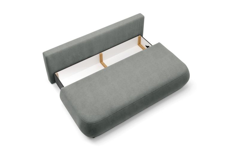 Divano Letto 2 Posti Grigio Contenitore Cuscini Sfoderabili 210x106 cm, Reclinabile - Brugnato