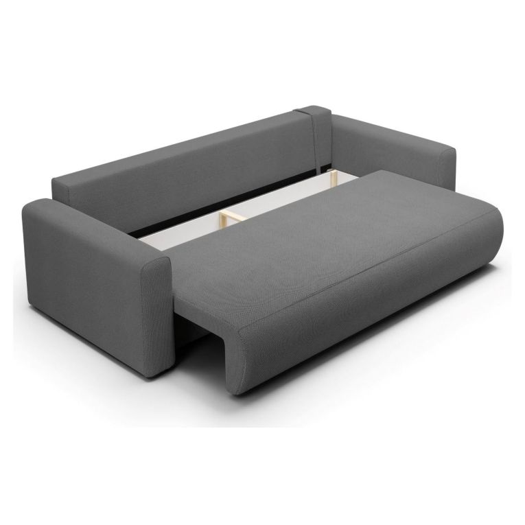 Divano Letto 2 Posti Grigio Contenitore di Apertura a Libro 240x105 cm, Reclinabile - Erbezzo