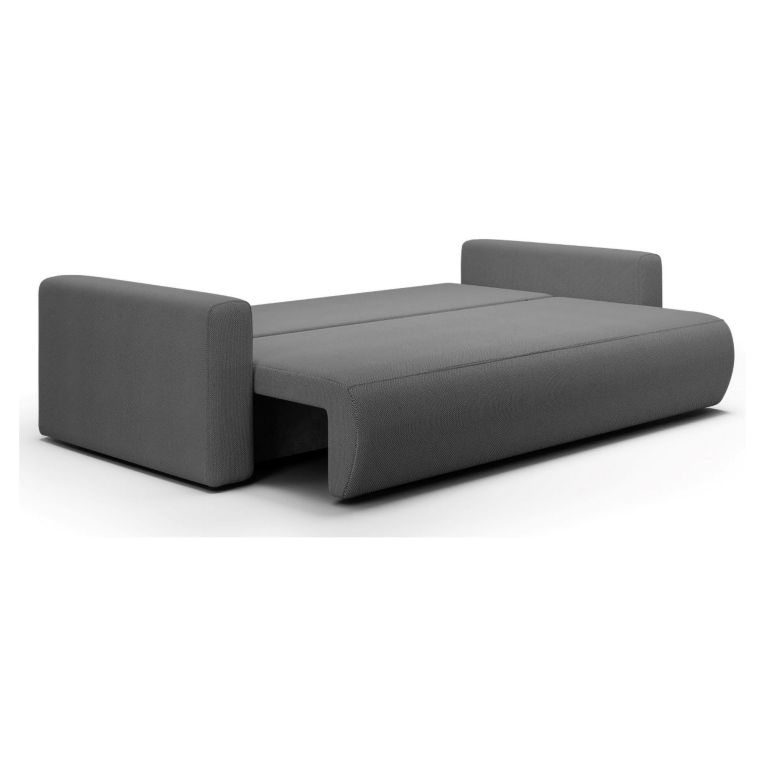 Divano Letto 2 Posti Grigio Contenitore di Apertura a Libro 240x105 cm, Reclinabile - Erbezzo