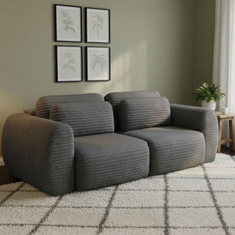 Divano Letto 2 Posti Grigio Contenitore di Apertura a Libro 266x121 cm, Reclinabile - Golgi