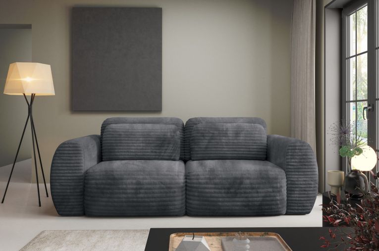 Divano Letto 2 Posti Grigio Contenitore di Apertura a Libro 266x121 cm, Reclinabile - Golgi