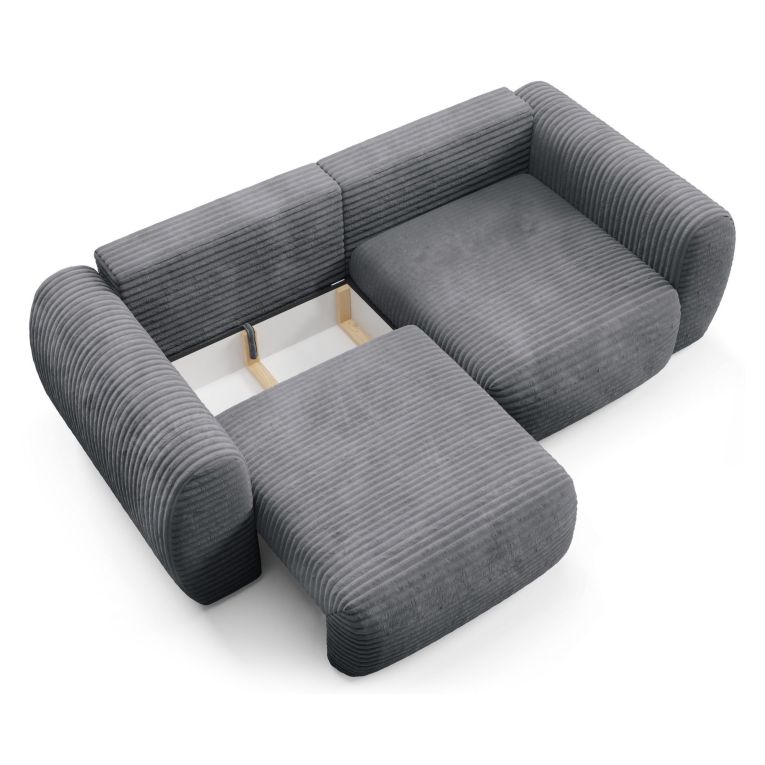 Divano Letto 2 Posti Grigio Contenitore di Apertura a Libro 266x121 cm, Reclinabile - Golgi