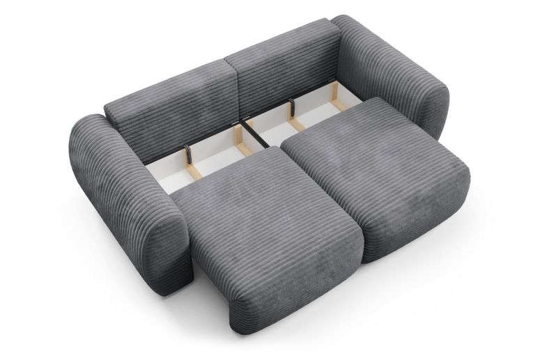 Divano Letto 2 Posti Grigio Contenitore di Apertura a Libro 266x121 cm, Reclinabile - Golgi