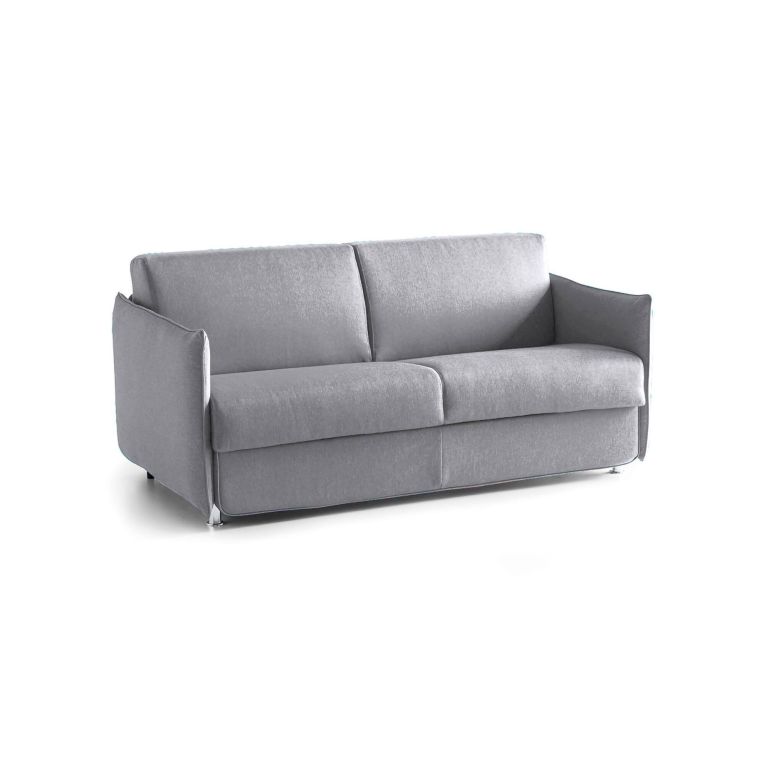 Divano Letto 2 Posti Grigio Sfoderabile Contenitore 160x95 cm, di Apertura a Ribalta Made in Italy - Verceia