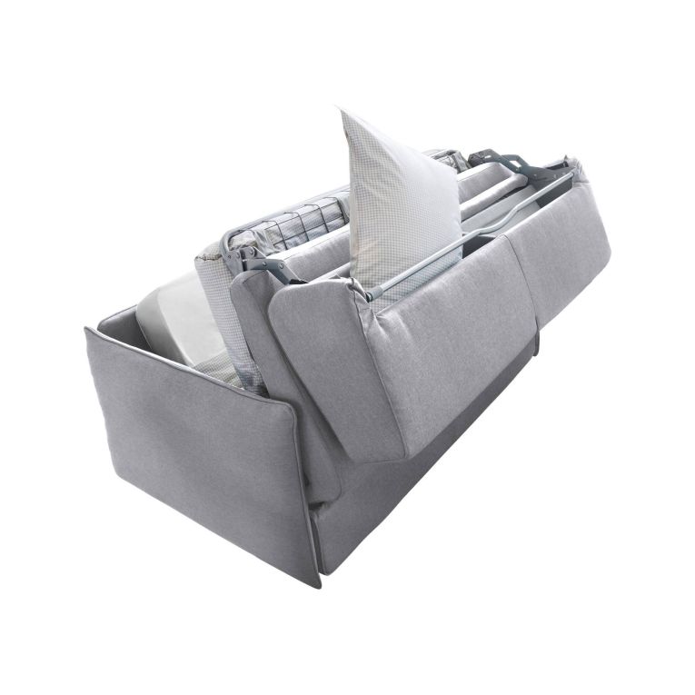 Divano Letto 2 Posti Grigio Sfoderabile Contenitore 160x95 cm, di Apertura a Ribalta Made in Italy - Verceia