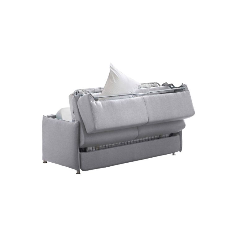 Divano Letto 2 Posti Grigio Sfoderabile Contenitore 180x95 cm, di Apertura a Ribalta Made in Italy - Trovo