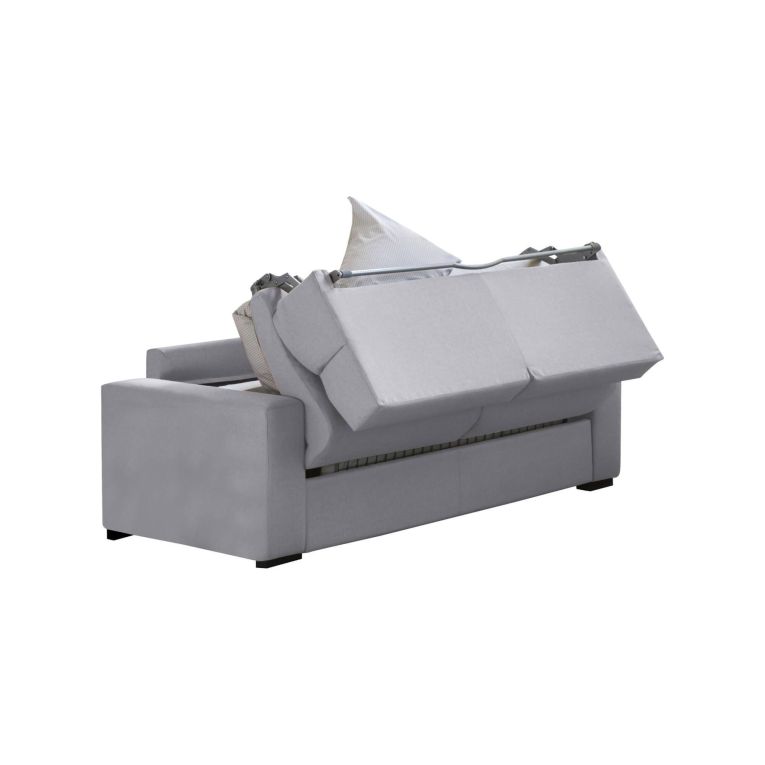 Divano Letto 2 Posti Grigio Sfoderabile Contenitore 200x95 cm, di Apertura a Ribalta Made in Italy - Ecate