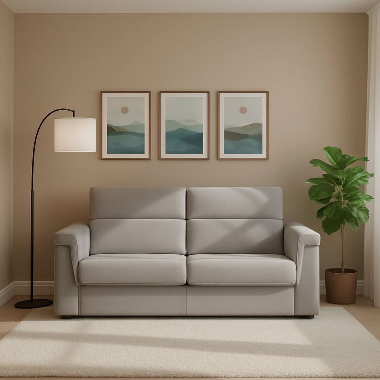 Divano Letto 2 Posti Grigio Sfoderabile Contenitore 205x95 cm, di Apertura a Ribalta Made in Italy - Brusasco