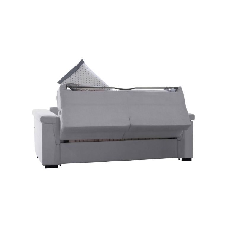 Divano Letto 2 Posti Grigio Sfoderabile Contenitore 205x95 cm, di Apertura a Ribalta Made in Italy - Brusasco