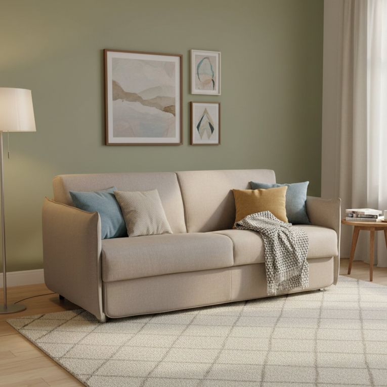 Divano Letto 2 Posti Grigio Tortora Sfoderabile Contenitore 160x95 cm, di Apertura a Ribalta Made in Italy - Follina