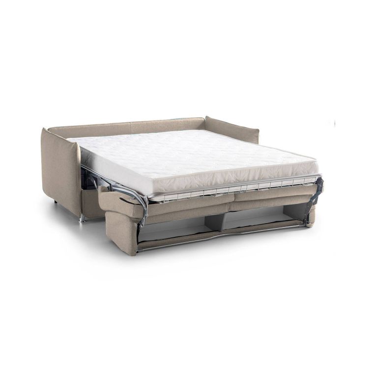 Divano Letto 2 Posti Grigio Tortora Sfoderabile Contenitore 160x95 cm, di Apertura a Ribalta Made in Italy - Verceia