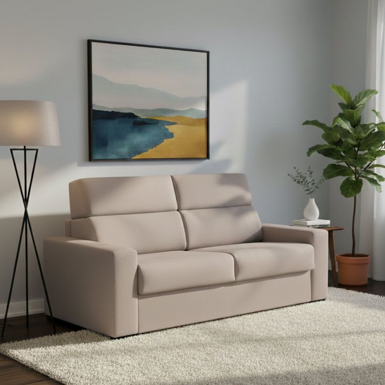 Divano Letto 2 Posti Grigio Tortora Sfoderabile Contenitore 180x95 cm, di Apertura a Ribalta Made in Italy - Casabona
