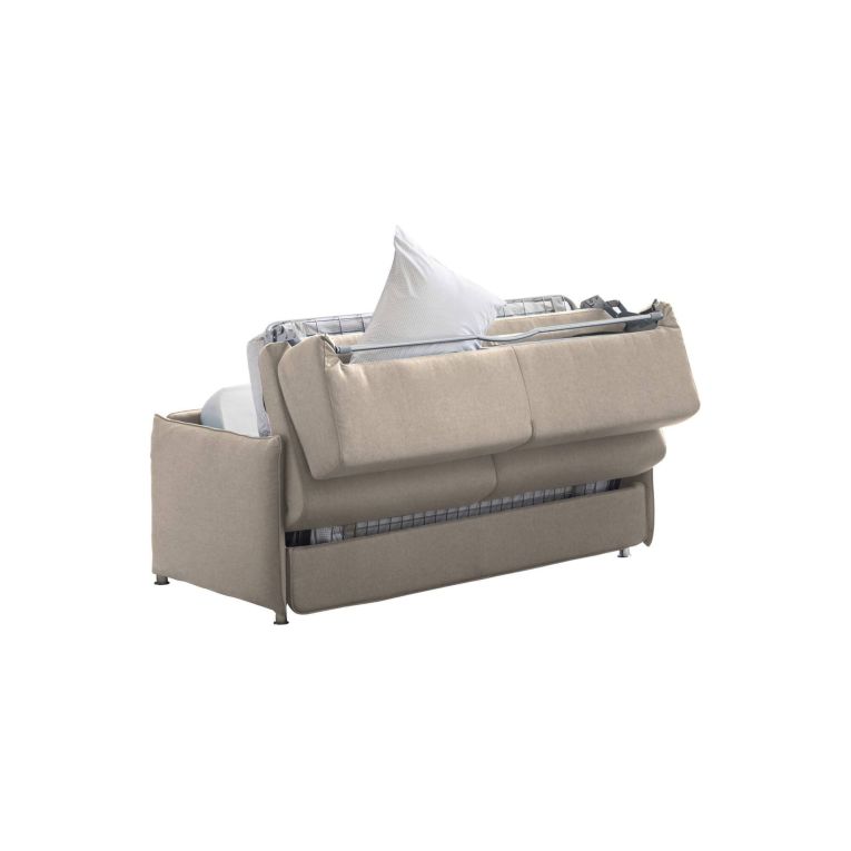 Divano Letto 2 Posti Grigio Tortora Sfoderabile Contenitore 180x95 cm, di Apertura a Ribalta Made in Italy - Trovo