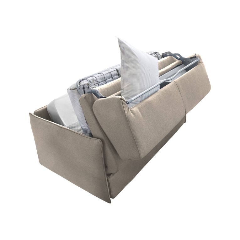 Divano Letto 2 Posti Grigio Tortora Sfoderabile Contenitore 180x95 cm, di Apertura a Ribalta Made in Italy - Trovo