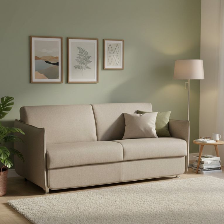 Divano Letto 2 Posti Grigio Tortora Sfoderabile Contenitore 180x95 cm, Lavabile Made in Italy - Trissino