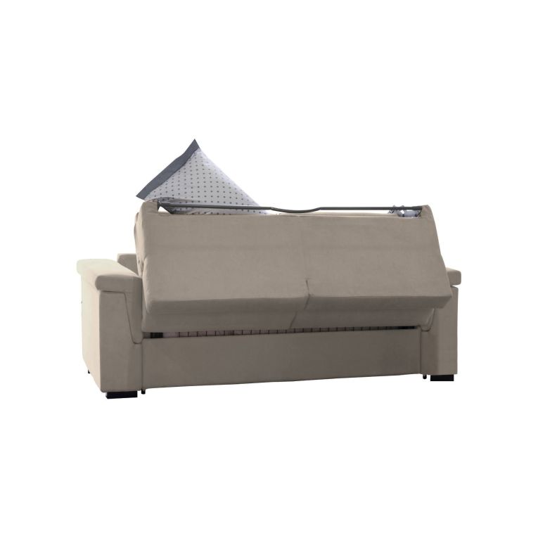 Divano Letto 2 Posti Grigio Tortora Sfoderabile Contenitore 205x95 cm, di Apertura a Ribalta Made in Italy - Brusasco