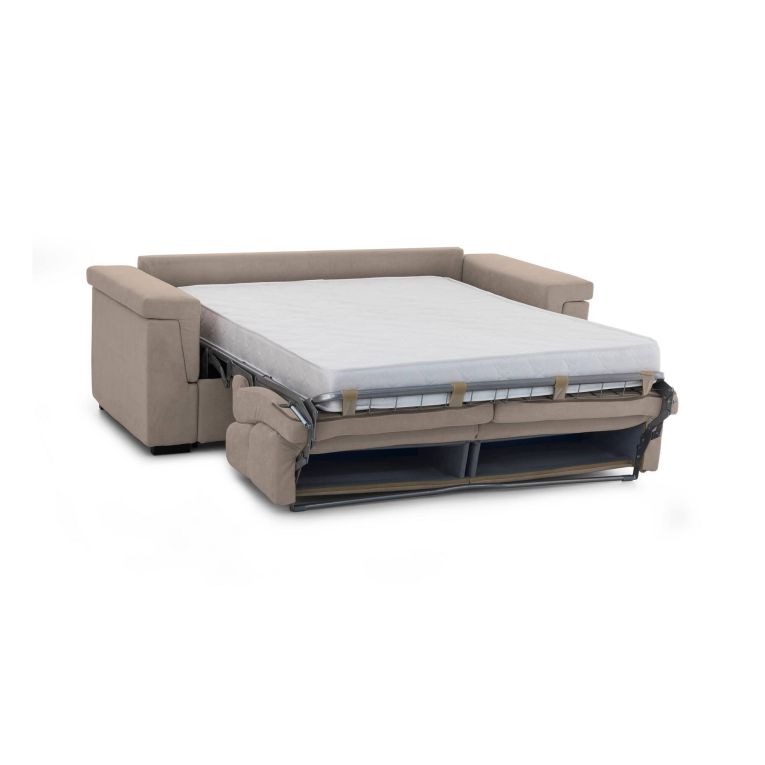 Divano Letto 2 Posti Grigio Tortora Sfoderabile Contenitore 205x95 cm, di Apertura a Ribalta Made in Italy - Brusasco