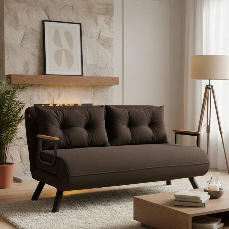 Divano letto 2 posti marrone 133x78cm - Calvin