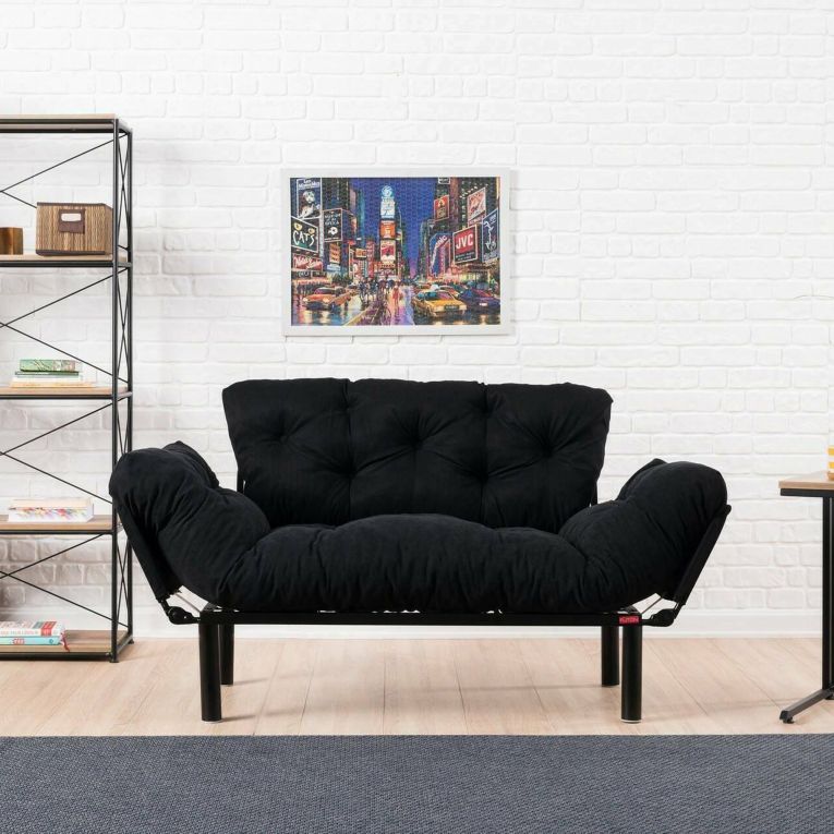 Divano letto 2 posti nero 155x70cm - Guchol