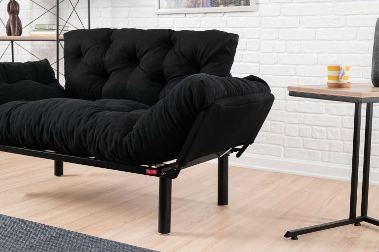 Divano letto 2 posti nero 155x70cm - Guchol