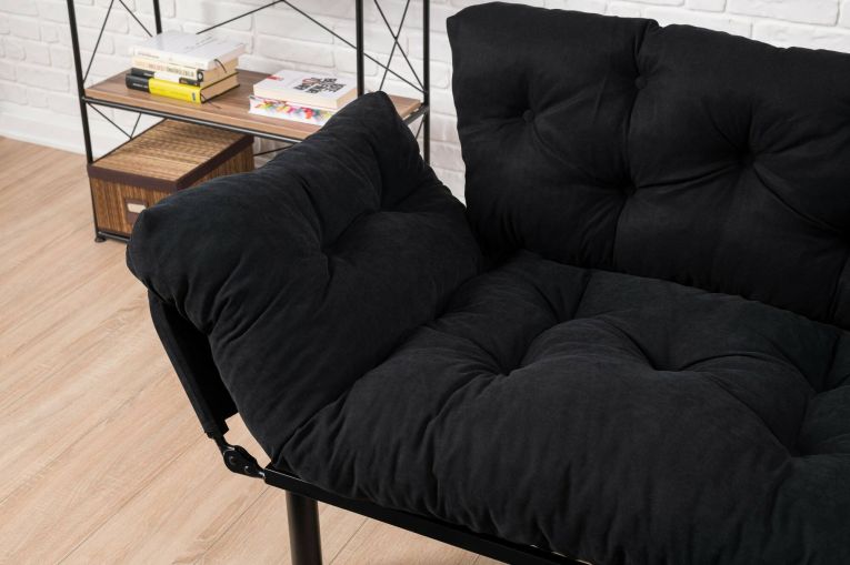 Divano letto 2 posti nero 155x70cm - Guchol
