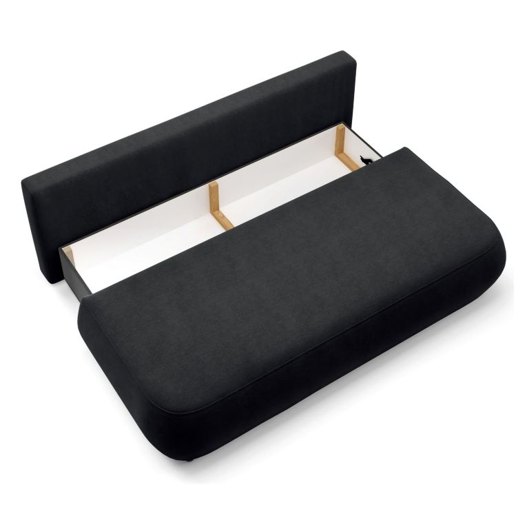 Divano Letto 2 Posti Nero Contenitore Cuscini Sfoderabili 210x106 cm, Reclinabile - Brugnato