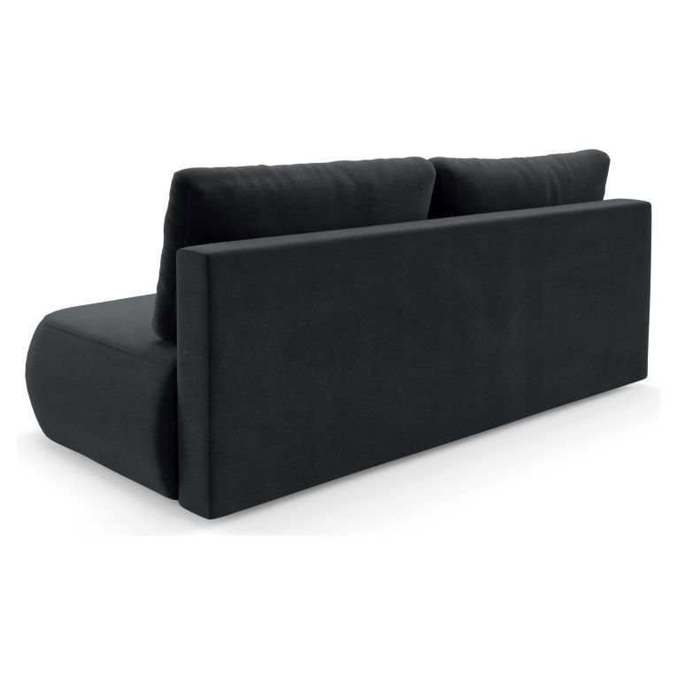 Divano Letto 2 Posti Nero Contenitore Cuscini Sfoderabili 210x106 cm, Reclinabile - Brugnato