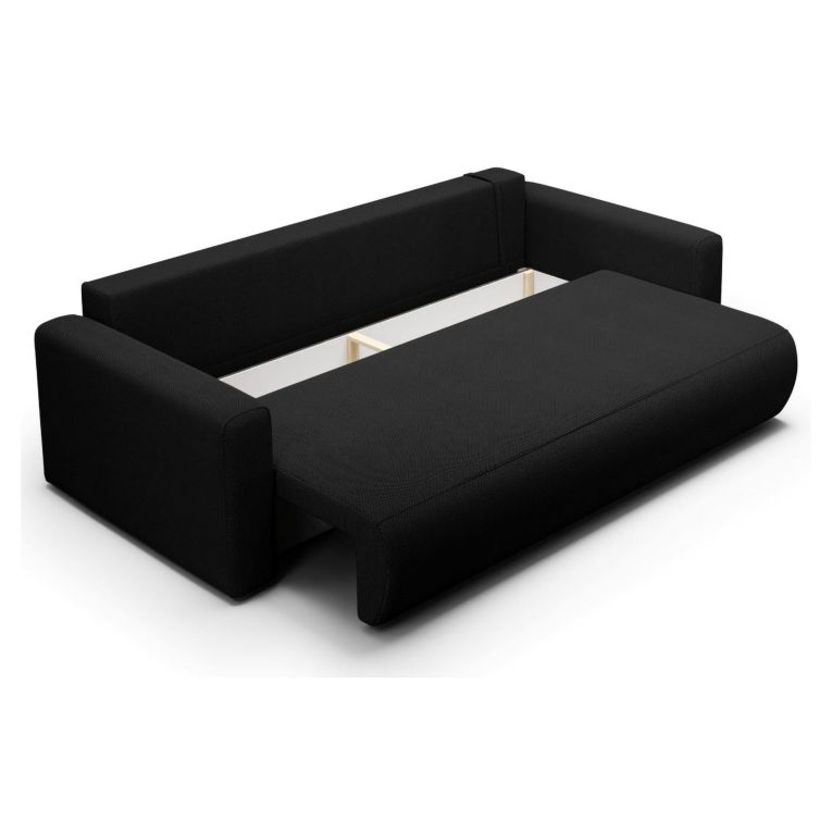 Divano Letto 2 Posti Nero Contenitore di Apertura a Libro 240x105 cm, Reclinabile - Erbezzo