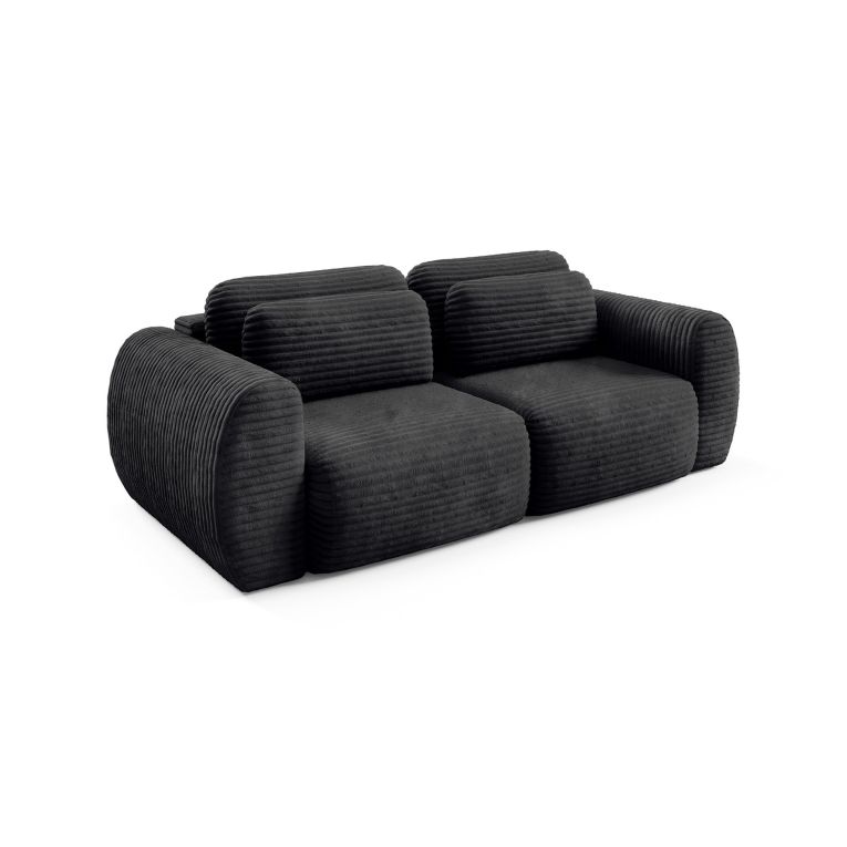 Divano Letto 2 Posti Nero Contenitore di Apertura a Libro 266x121 cm, Reclinabile - Golgi