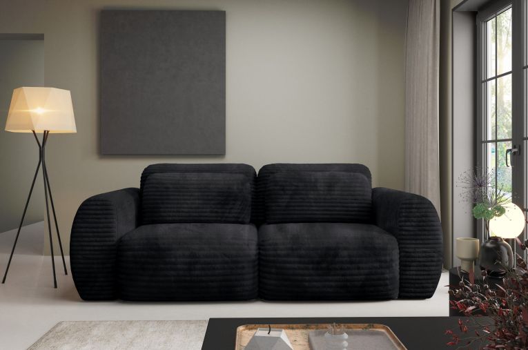 Divano Letto 2 Posti Nero Contenitore di Apertura a Libro 266x121 cm, Reclinabile - Golgi
