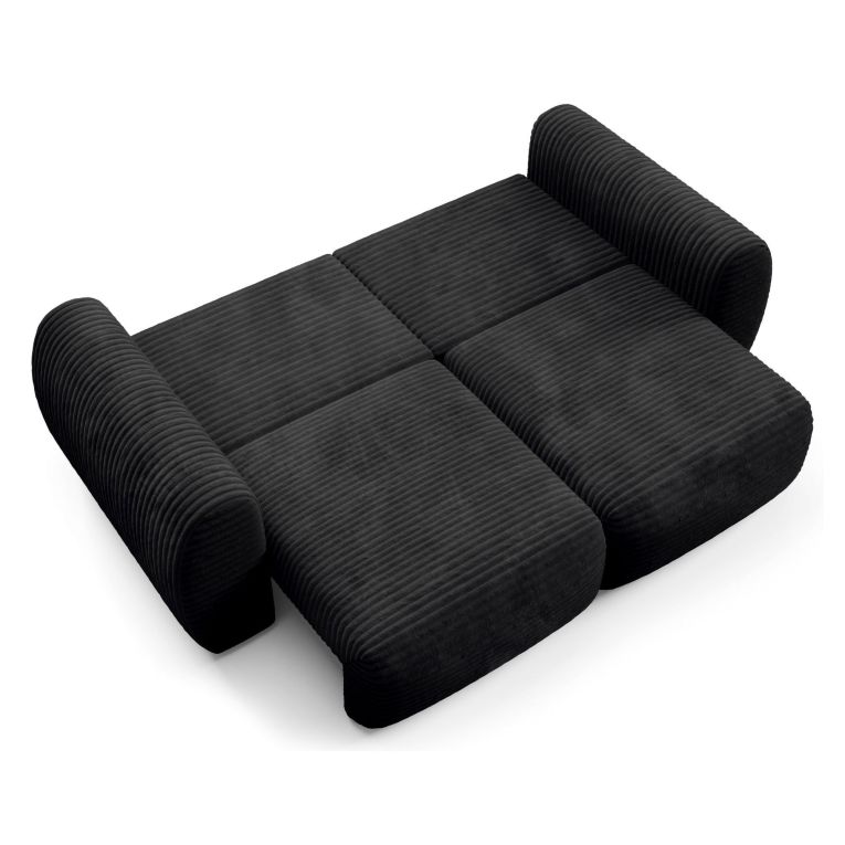 Divano Letto 2 Posti Nero Contenitore di Apertura a Libro 266x121 cm, Reclinabile - Golgi