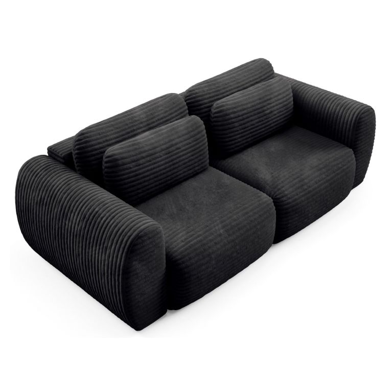 Divano Letto 2 Posti Nero Contenitore di Apertura a Libro 266x121 cm, Reclinabile - Golgi