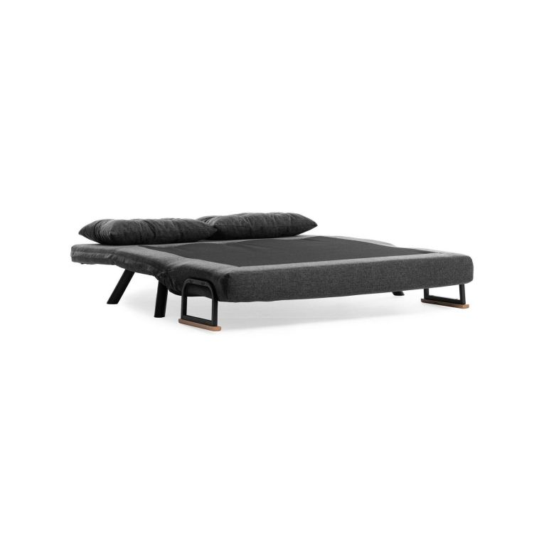Divano letto 2 posti Quaoar, Sofà trasformabile, Divanetto per ospiti, Poltrona letto contenitore, 133x50 h41 cm, Grigio e Quercia
