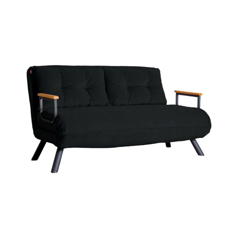 Divano letto 2 posti Quaoar, Sofà trasformabile, Divanetto per ospiti, Poltrona letto contenitore, 133x50 h41 cm, Nero