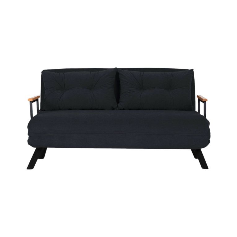 Divano letto 2 posti Quaoar, Sofà trasformabile, Divanetto per ospiti, Poltrona letto contenitore, 133x50 h41 cm, Nero