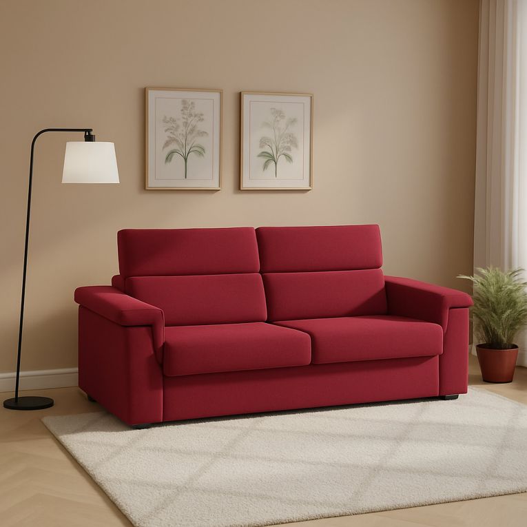 Divano letto 2 posti Rigolato, 185x95 h100 cm, Rosso