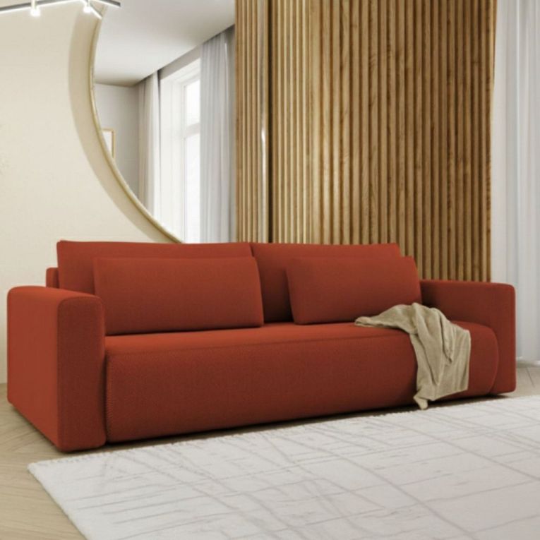 Divano Letto 2 Posti Rosso Contenitore di Apertura a Libro 240x105 cm, Reclinabile - Erbezzo