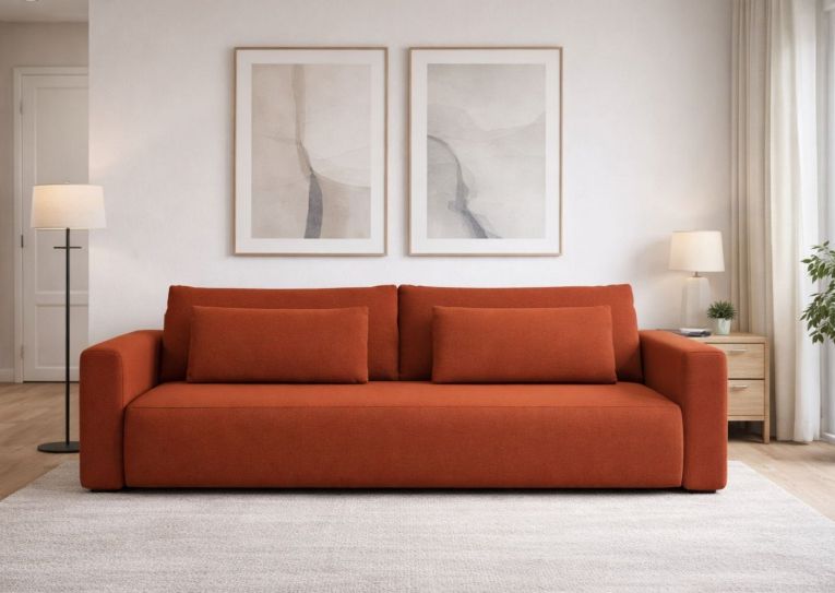 Divano Letto 2 Posti Rosso Contenitore di Apertura a Libro 240x105 cm, Reclinabile - Erbezzo