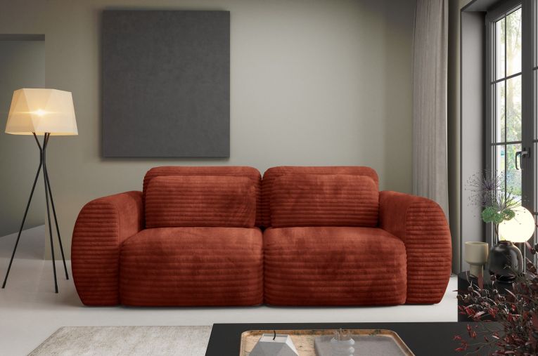 Divano Letto 2 Posti Rosso Contenitore di Apertura a Libro 266x121 cm, Reclinabile - Golgi